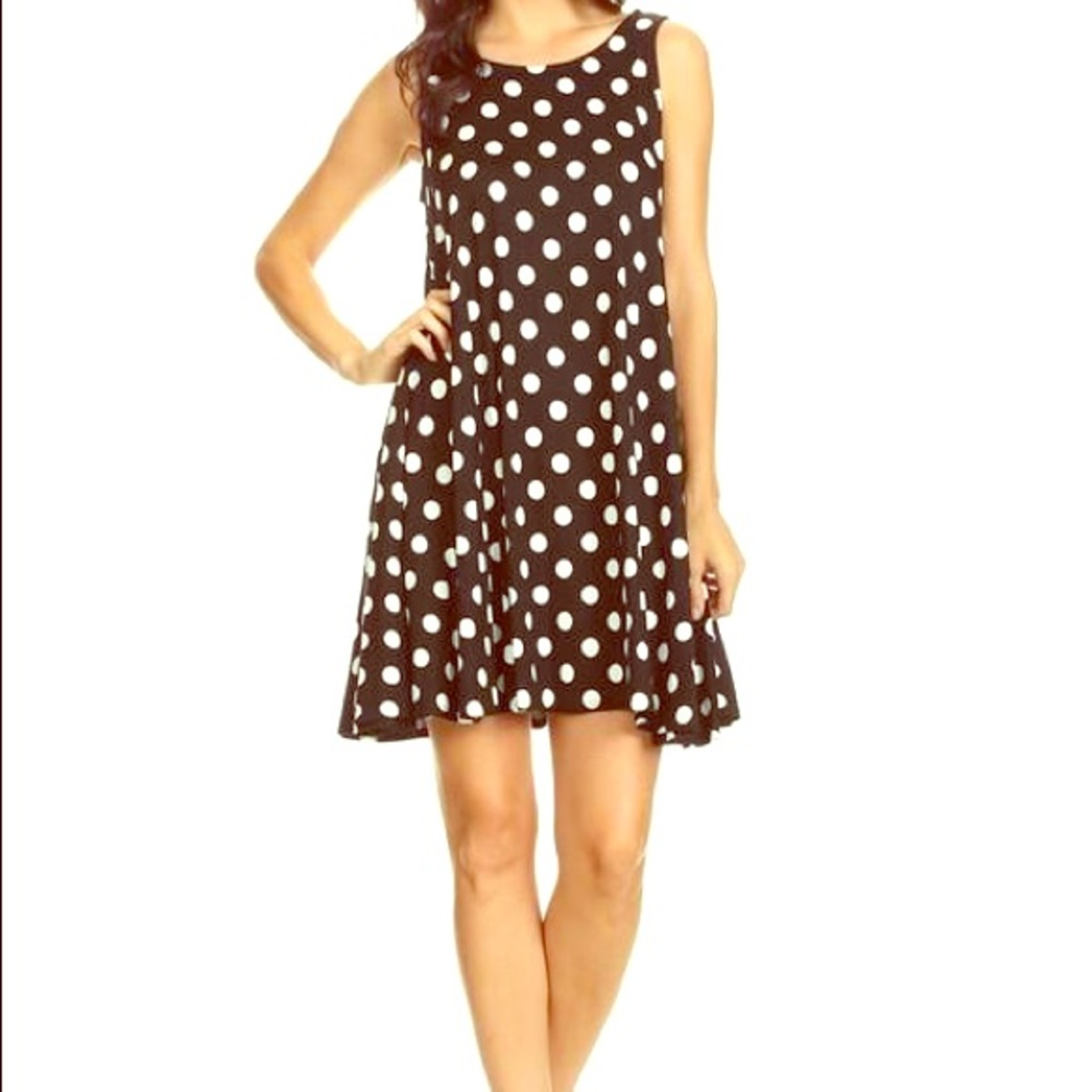 Black / white polka dot swing dress